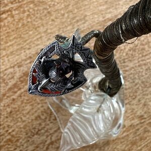 Antique Sterling Silver Shield Amethyst Thistle